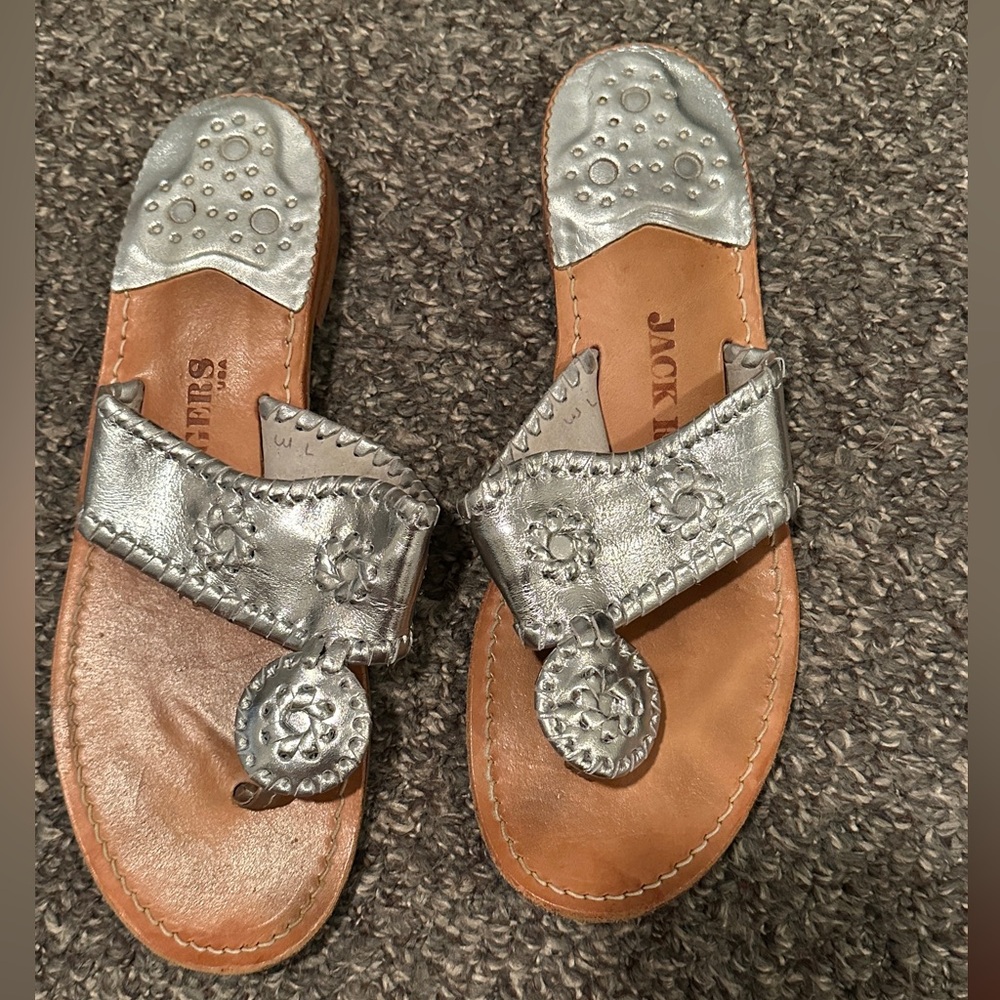 Jack Rogers Metallic Silver Sandals.  Size 7.